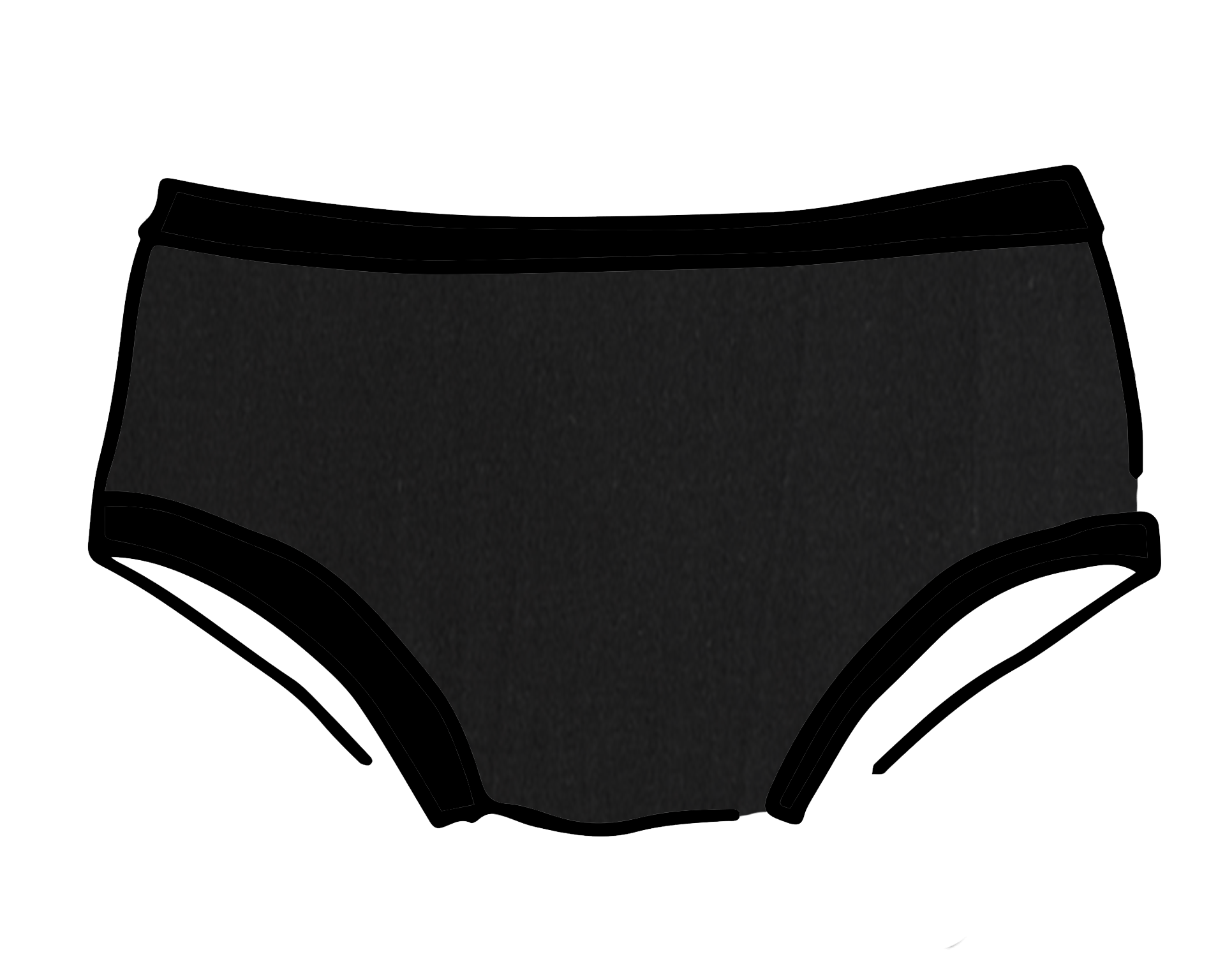 Drawing of Thunderpants Hipster style underwear in Plain Black.