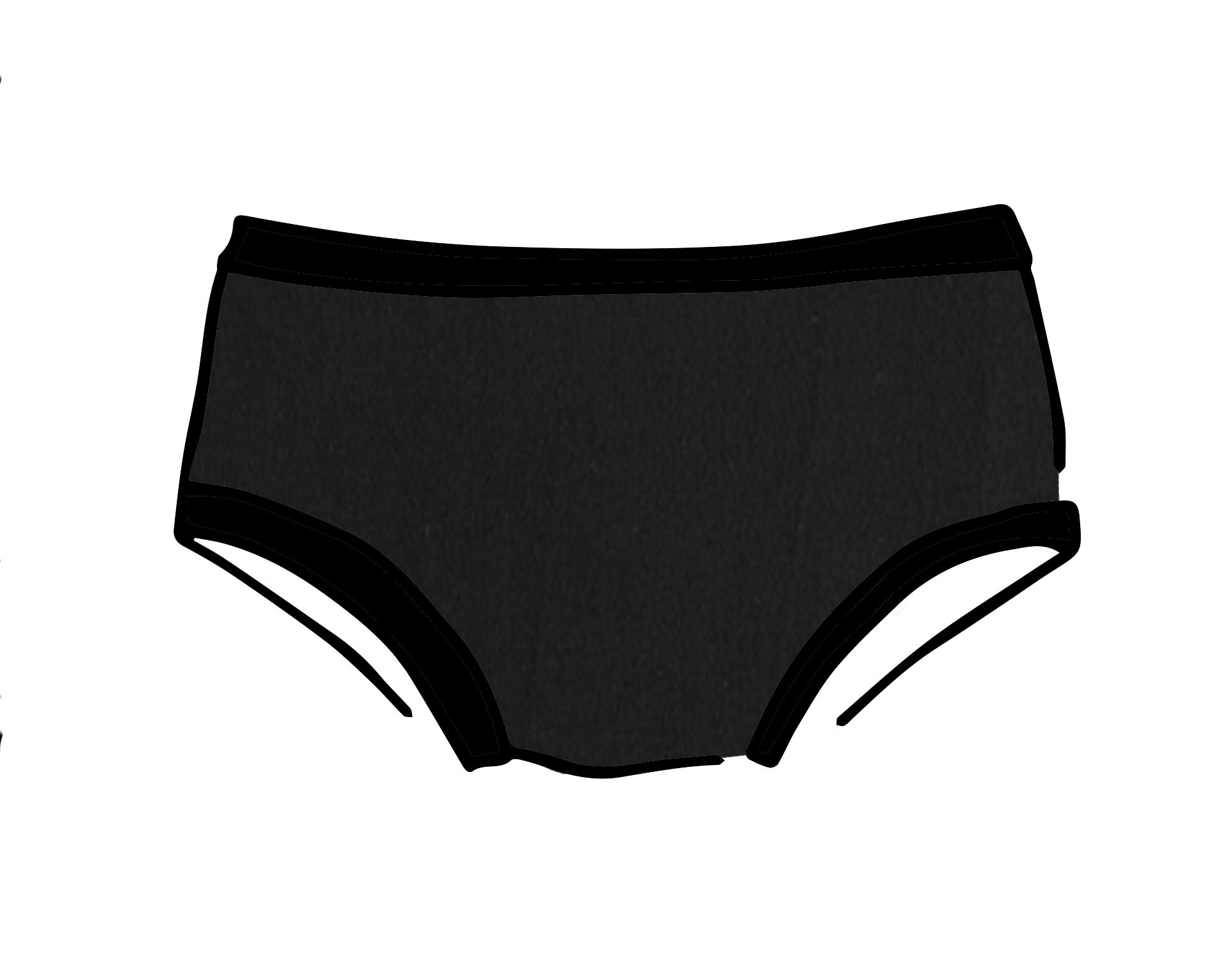 Drawing of Thunderpants Kids Original style underwear in Plain Black.