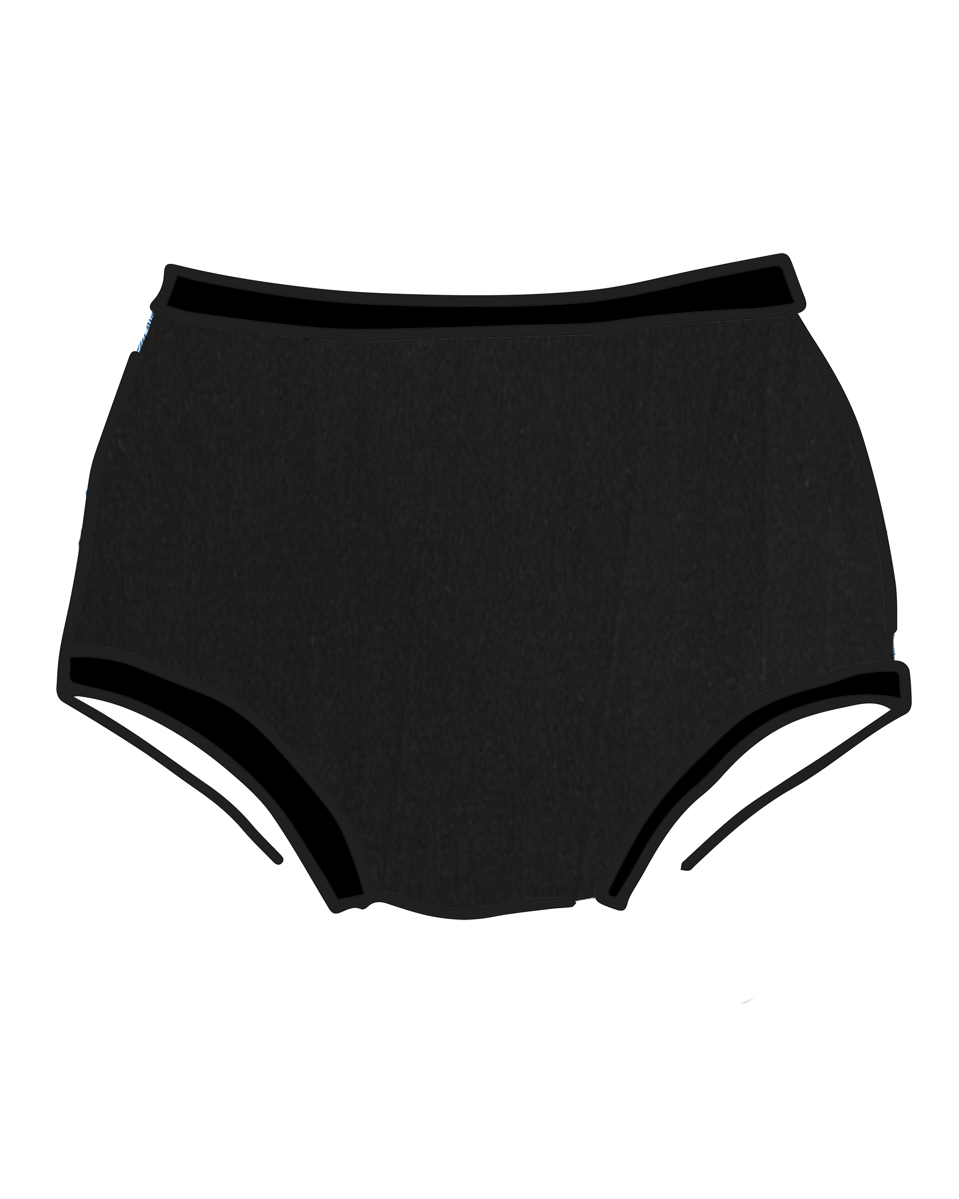 Drawing of Thunderpants Original style underwear in Plain Black.