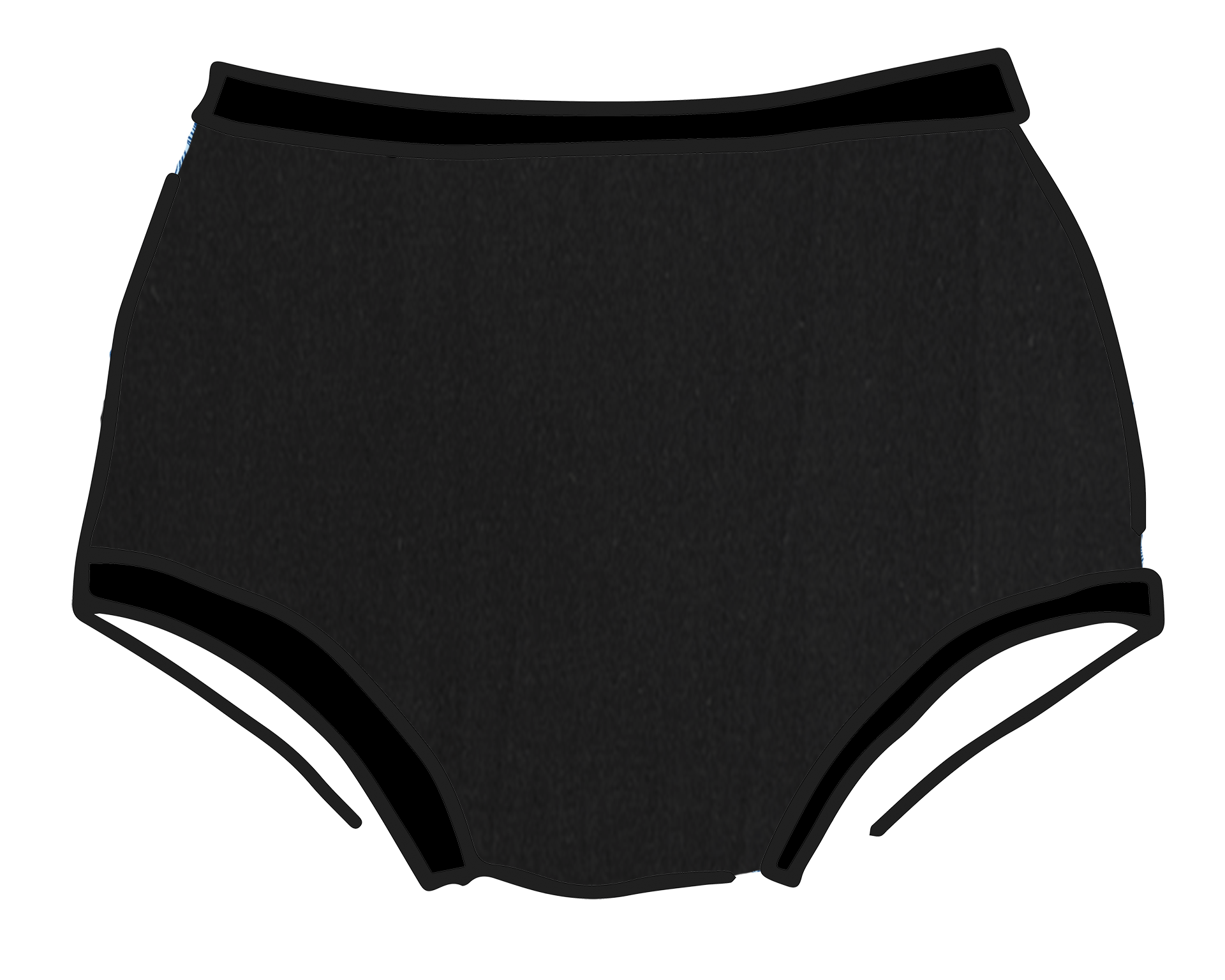 Drawing of Thunderpants Original style underwear in Plain Black.