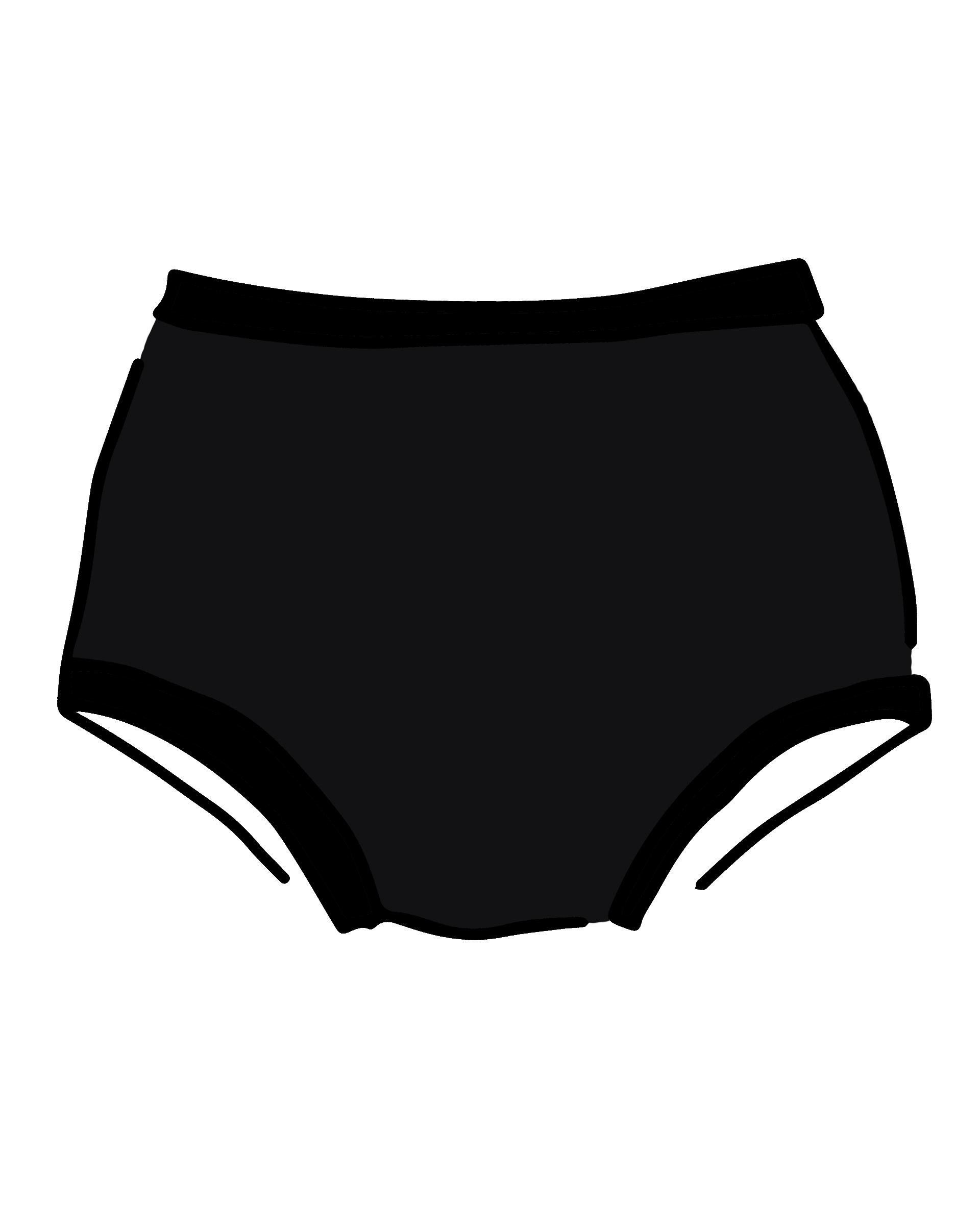 Drawing of Thunderpants Original style underwear in Plain Black.