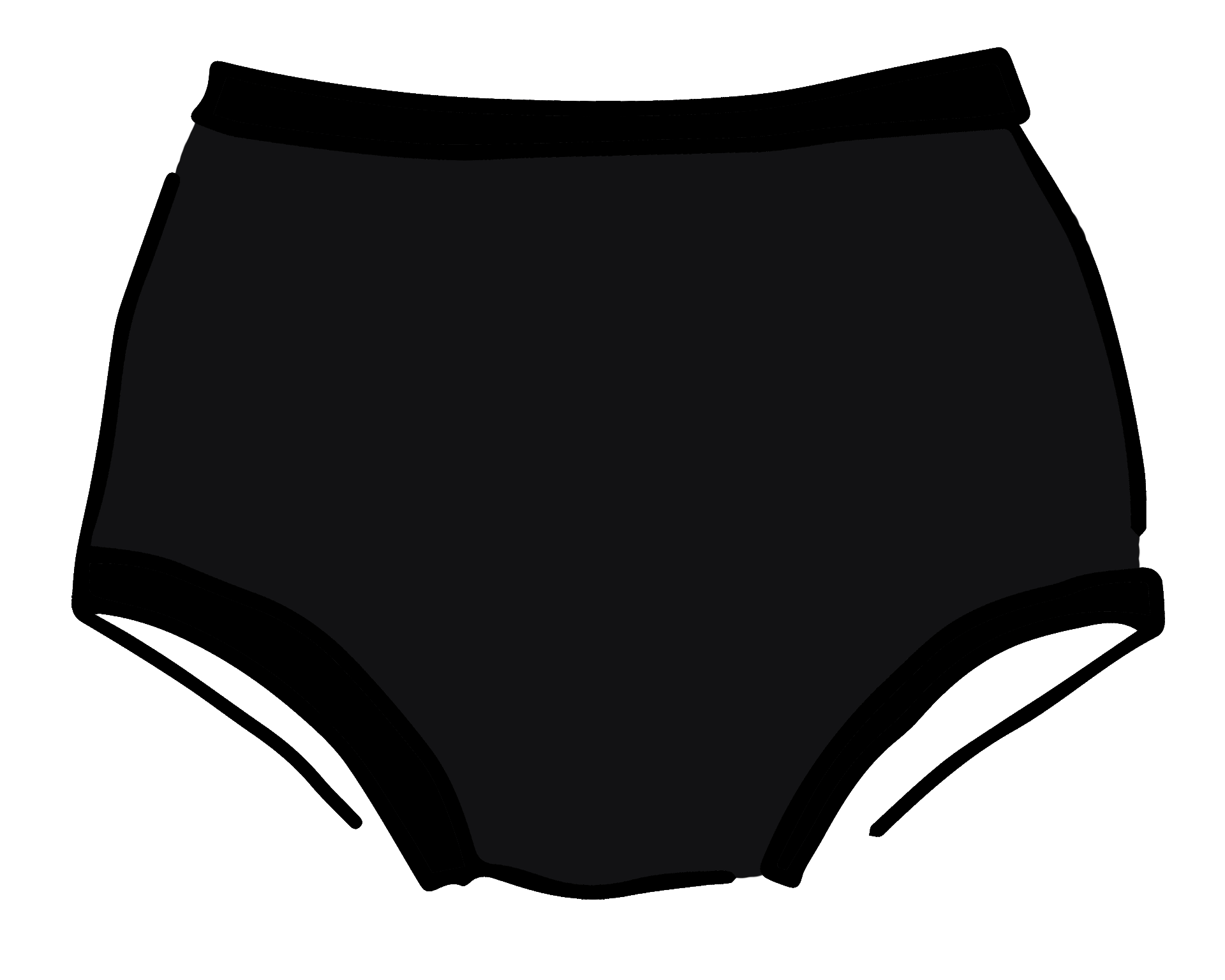 Drawing of Thunderpants Original style underwear in Plain Black.