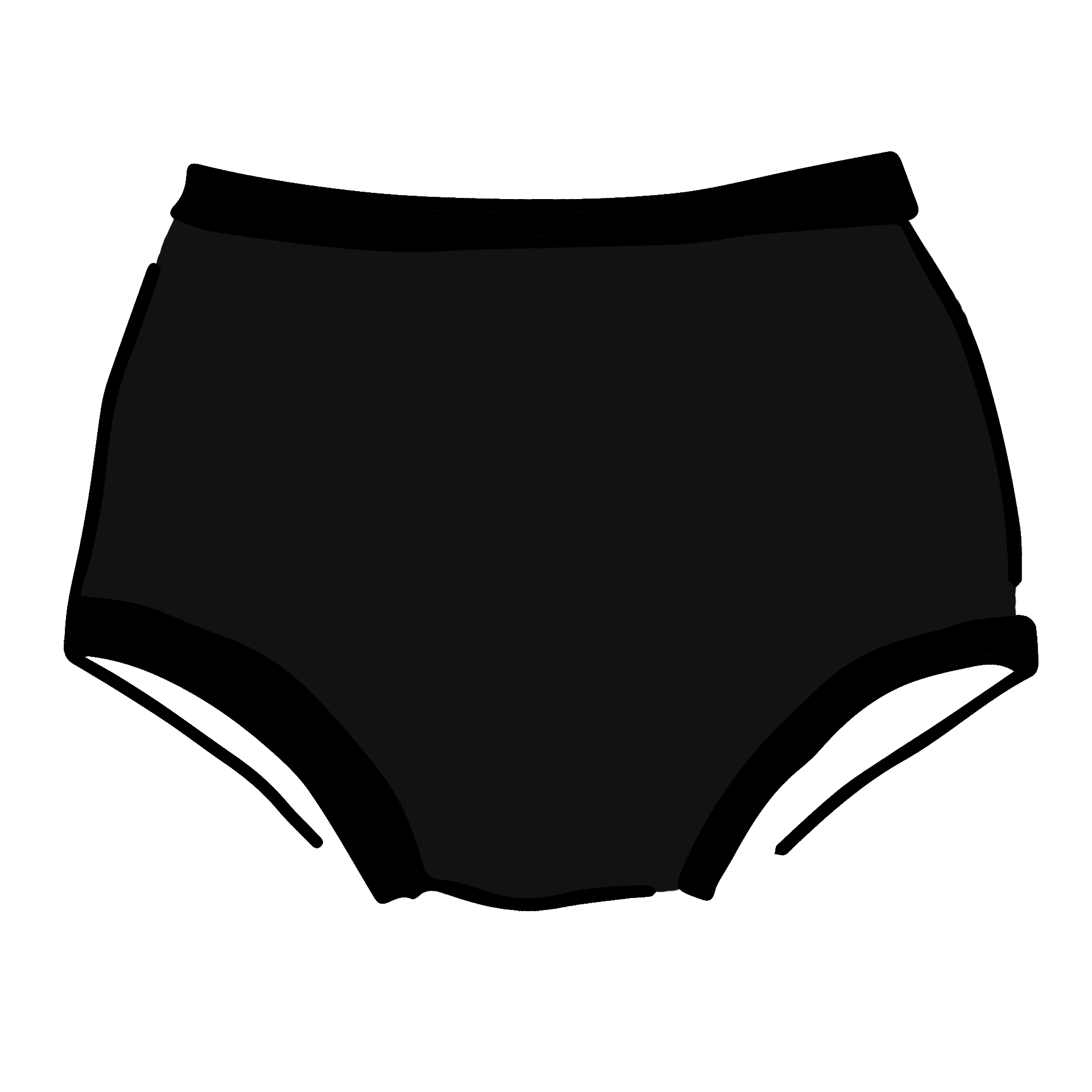 Drawing of Thunderpants Original style underwear in Plain Black.