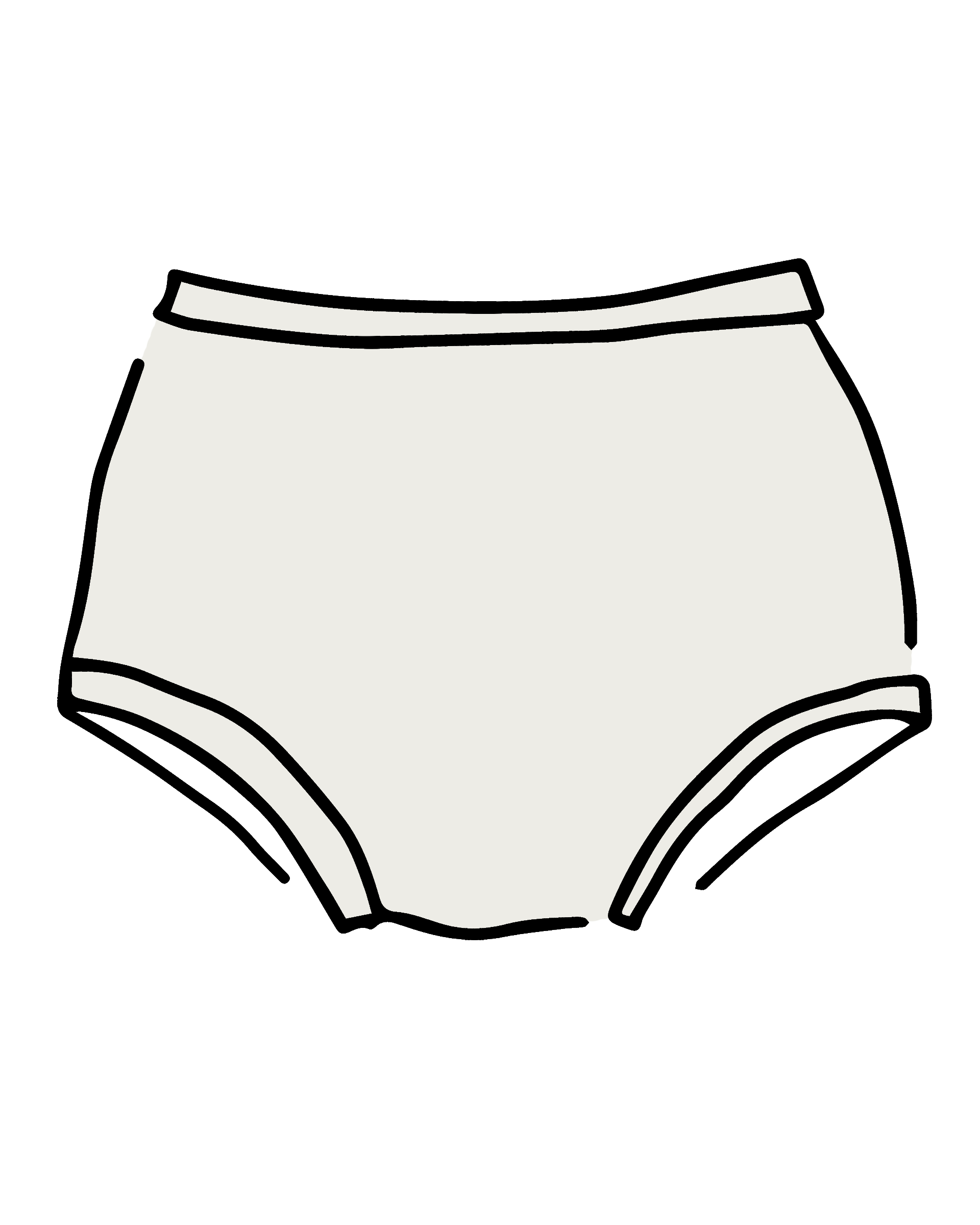 Drawing of Thunderpants Original style underwear in Plain Vanilla.