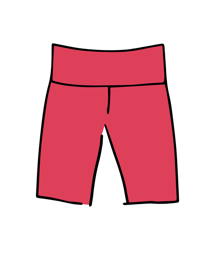 Drawing of Thunderpants Bike Shorts in Pomegranate.