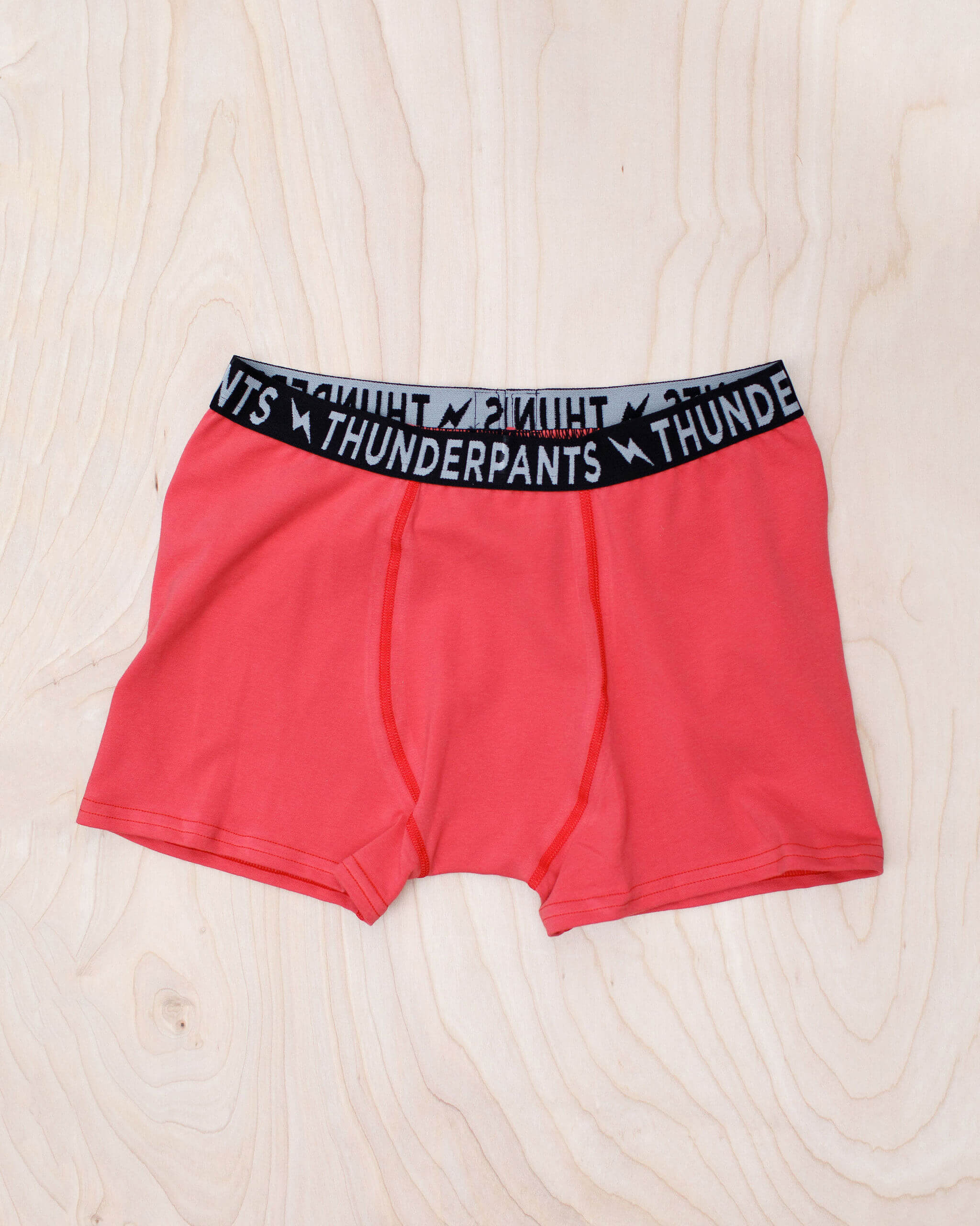 Drawing of Thunderpants Boxer Brief style underwear in Pomegranate Punch color.