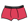 Drawing of Thunderpants Boxer Brief style underwear in Pomegranate Punch.