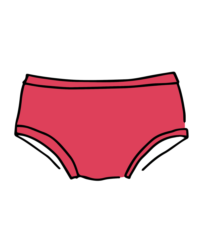 Drawing of Thunderpants Hipster style underwear in Pomegranate.