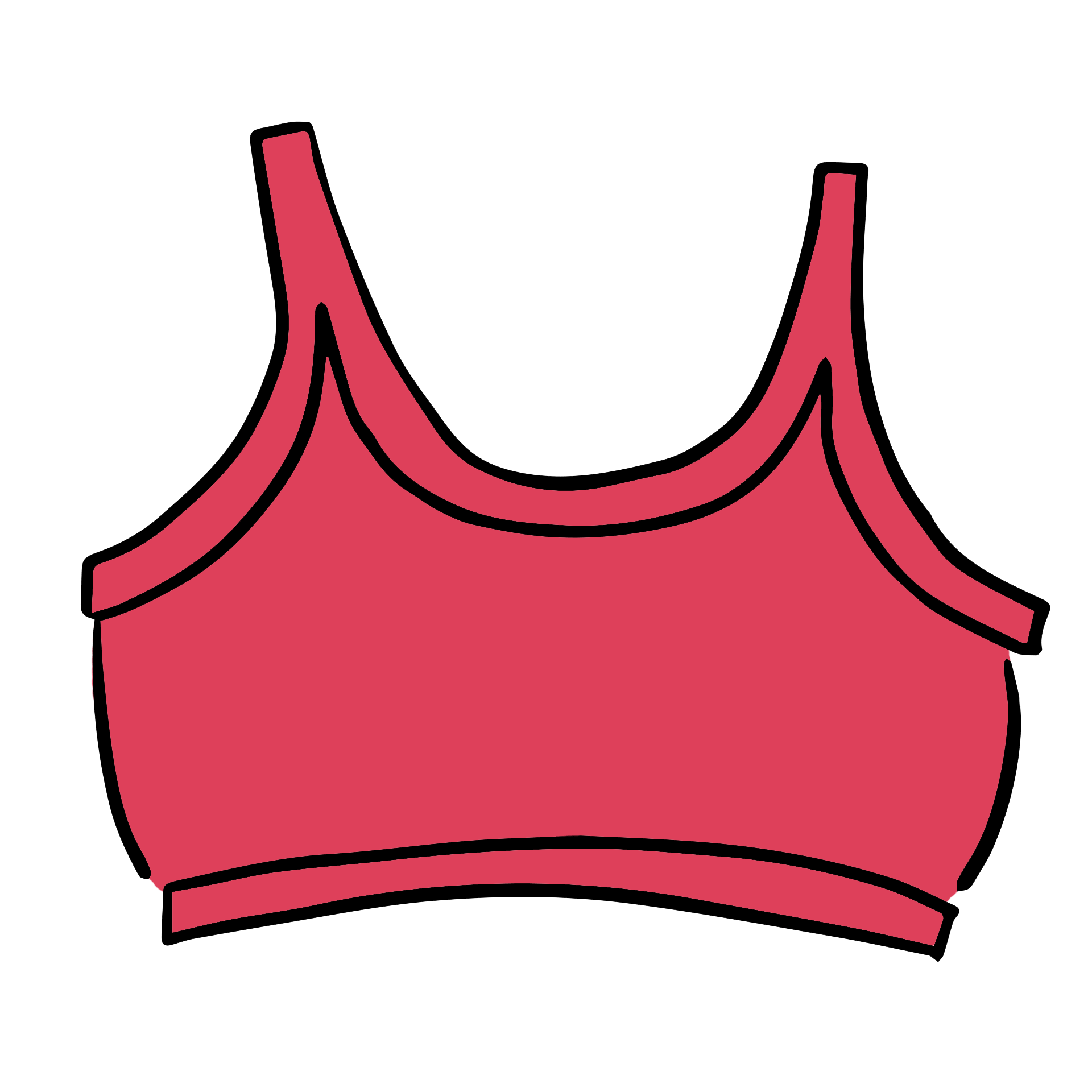 Drawing of Thunderpants Long Line Bra in Pomegranate.