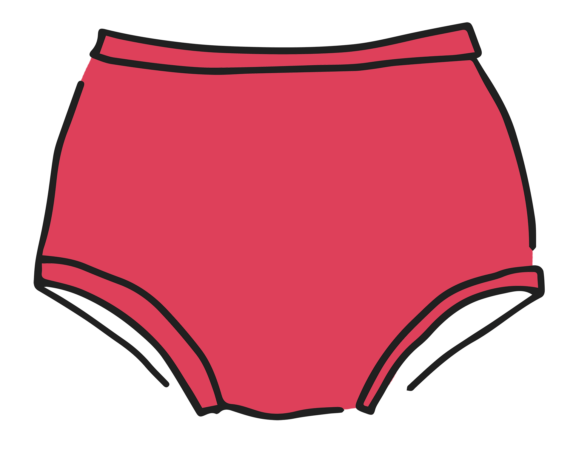 Drawing of Thunderpants Original style underwear in Pomegranate.