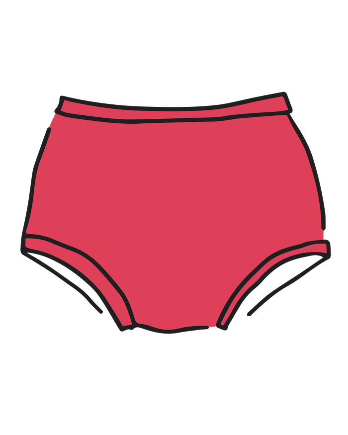 Drawing of Thunderpants Original style underwear in Pomegranate.