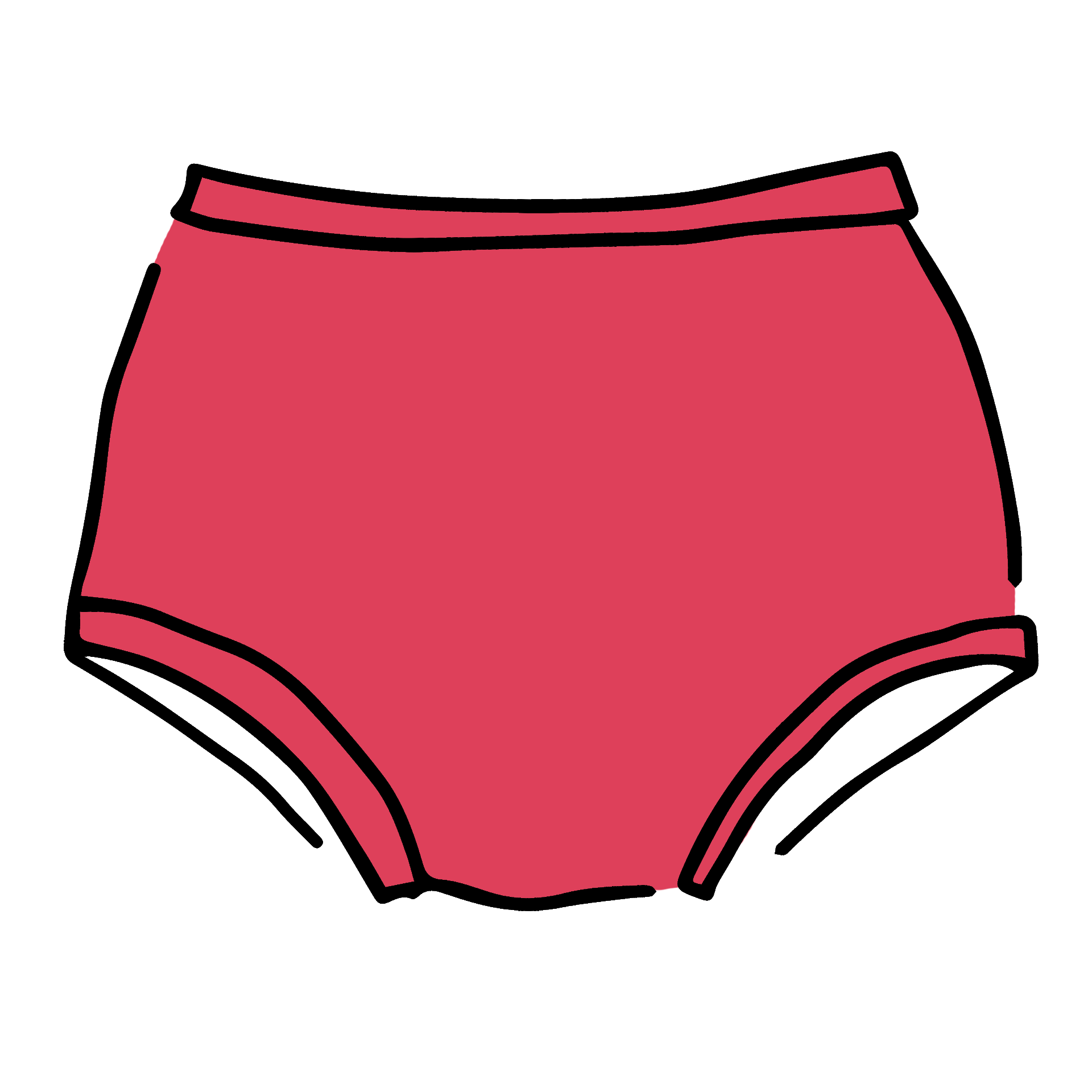 Drawing of Thunderpants Original style underwear in Pomegranate Punch.