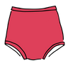 Drawing of Thunderpants Sky Rise style underwear in Pomegranate.