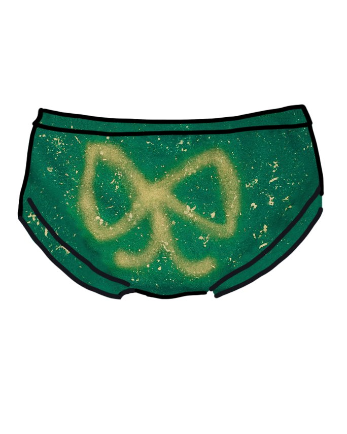 Drawing of Thunderpants Hipster style underwear in Put a Bow on It: hand painted gold bow.