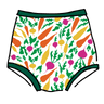 Drawing of Thunderpants Sky Rise style underwear in Root Veggies print.