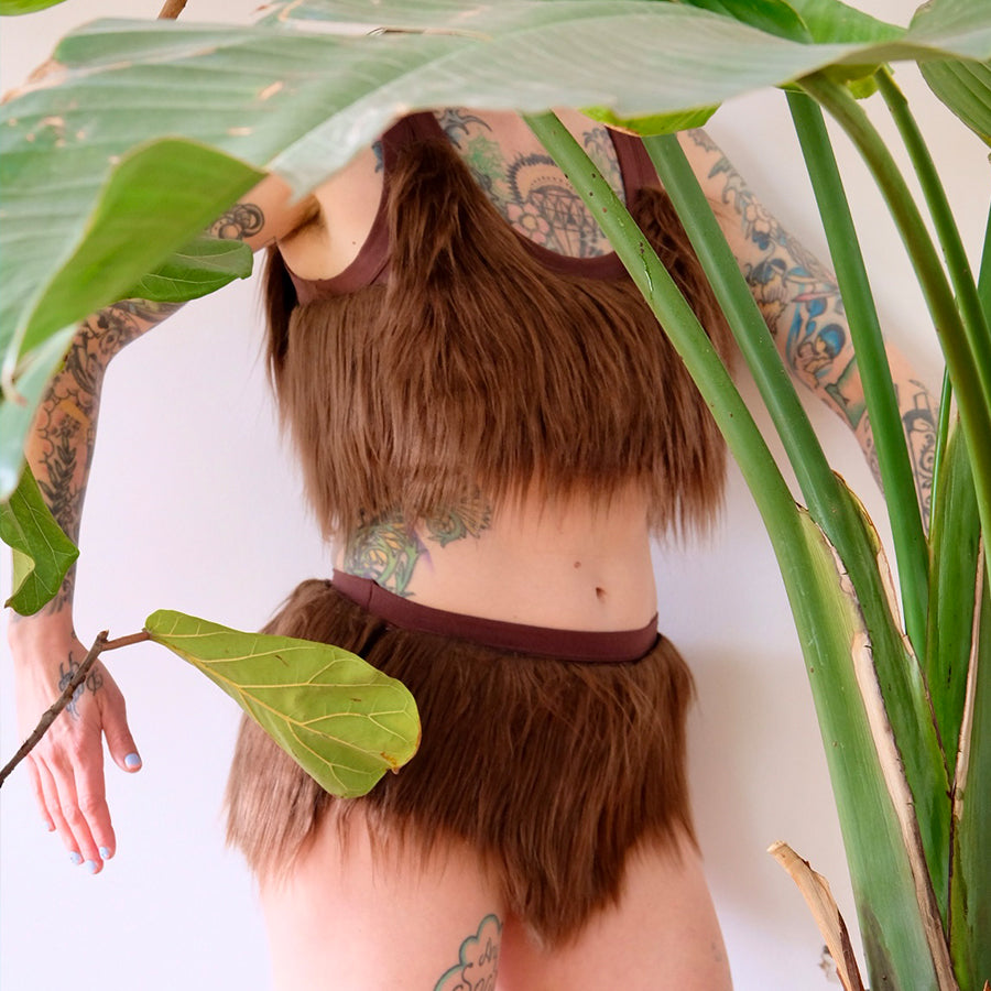 A model wearing Thunderpants furry underwear.