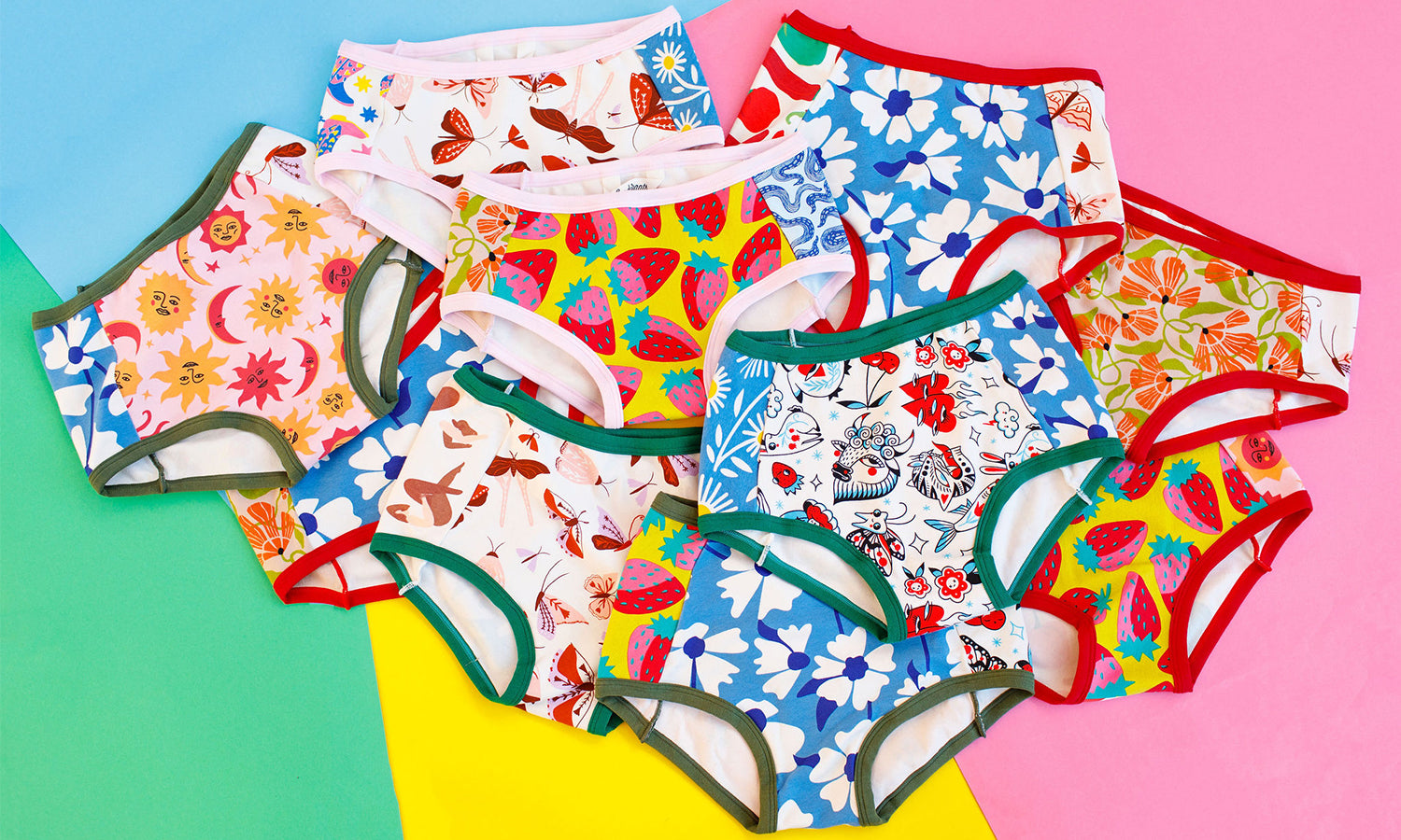 Tons of pairs of Thunderpants Panel Pants style underwear in various prints and colors. 