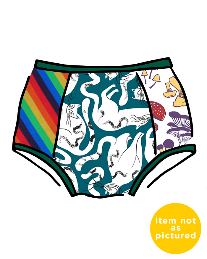 Drawing of Thunderpants Scrap Panel Pants in Original style underwear.