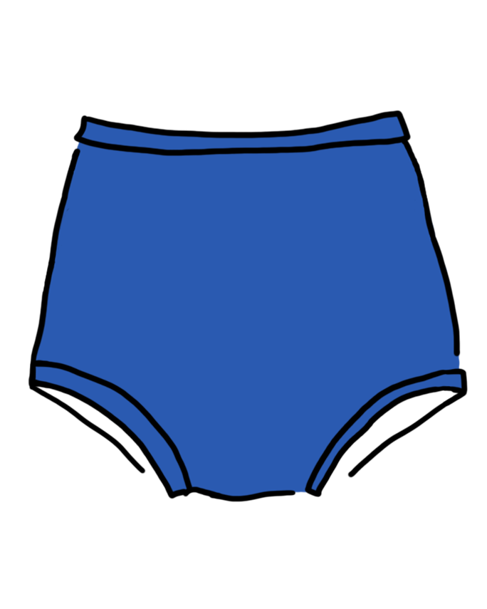 Drawing of Sky Rise style underwear in Blueberry Blue.