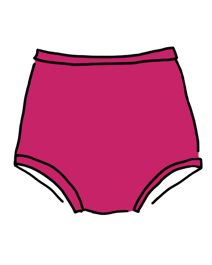 Drawing of Thunderpants Sky Rise style underwear in a hot pink color.