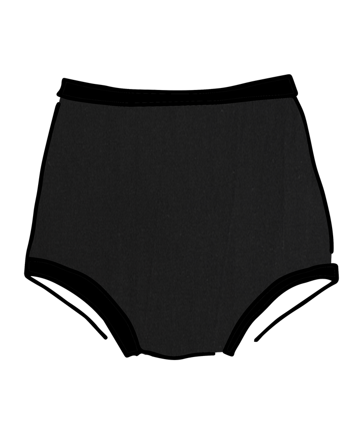 Drawing of Thunderpants Sky Rise style underwear in Plain Black.