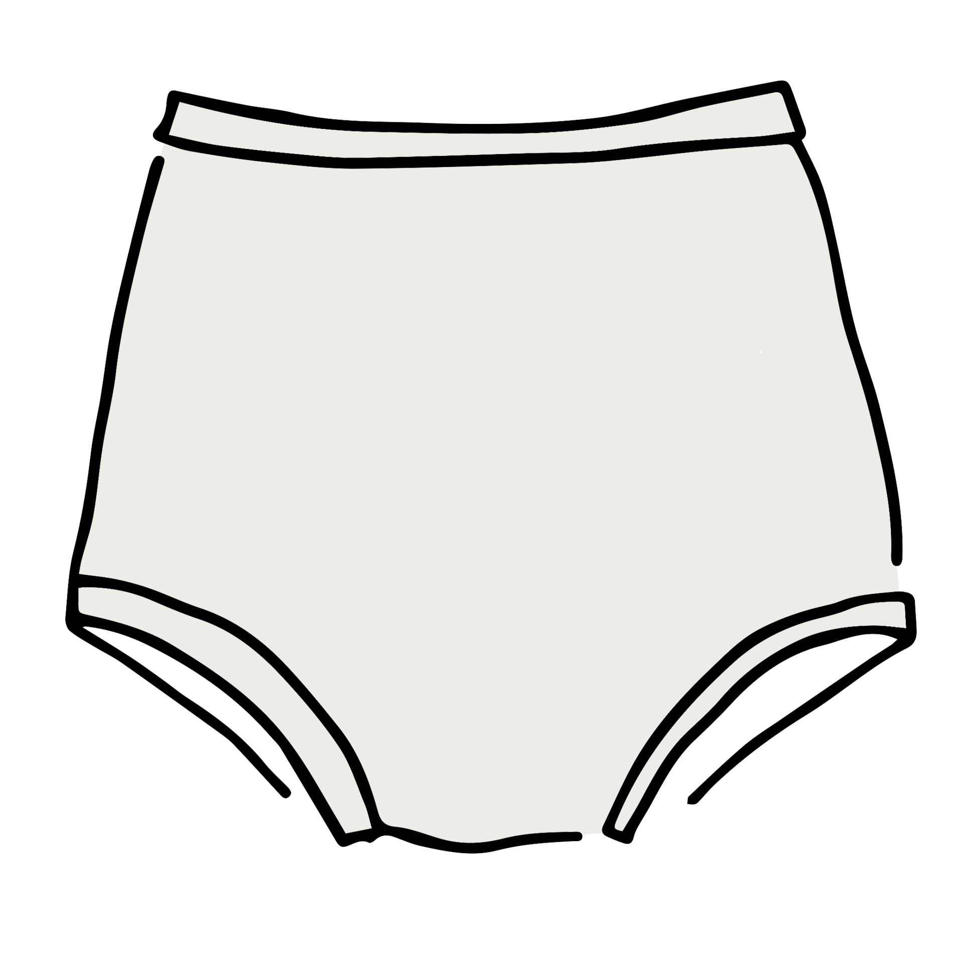 Drawing of Thunderpants Sky Rise style underwear in Plain Vanilla.