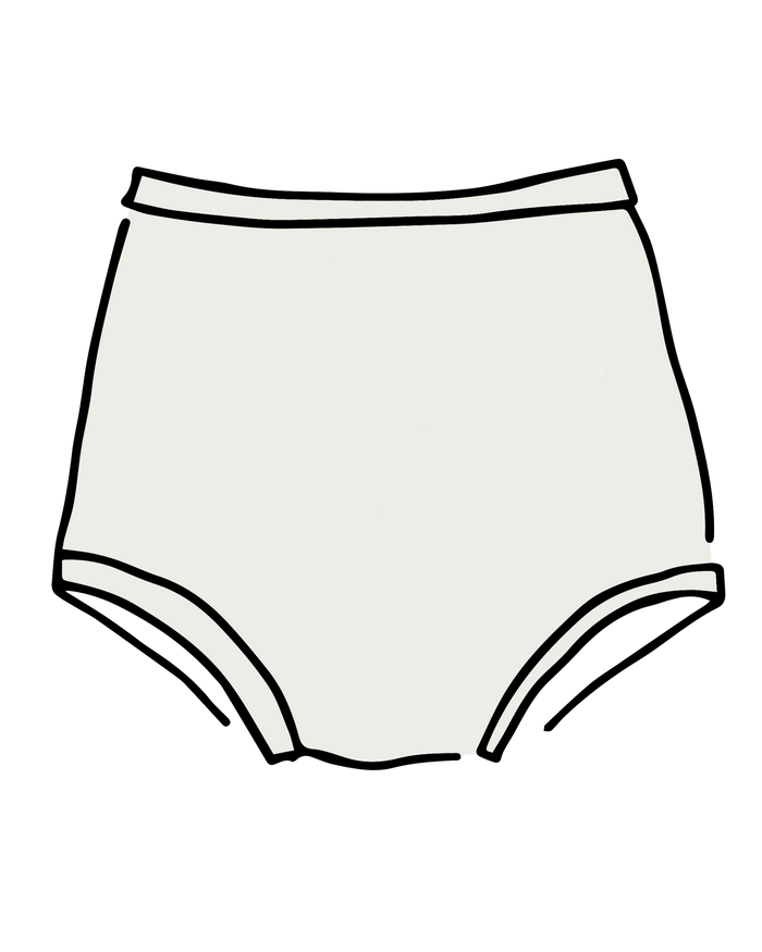 Drawing of Thunderpants Sky Rise style underwear in Plain Vanilla.