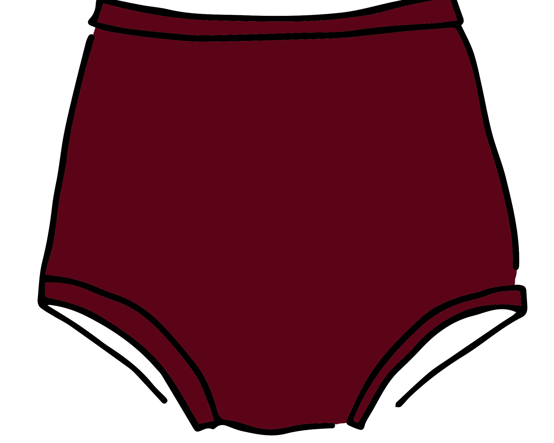 Drawing of Thunderpants Sky Rise style underwear in Cabern-YAY - deep wine red color.
