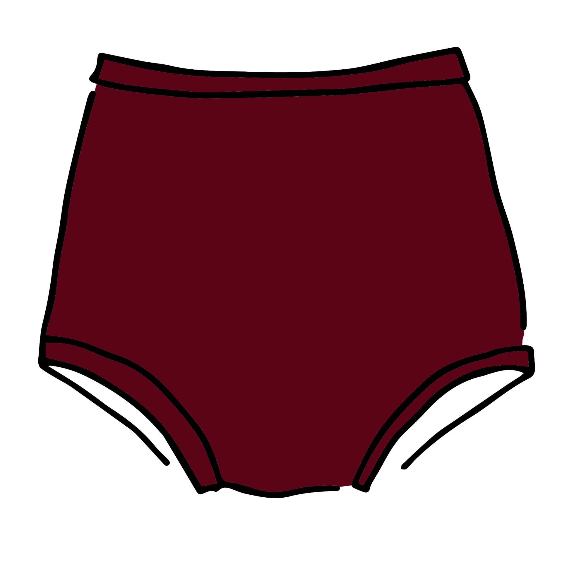 Drawing of Thunderpants Sky Rise style underwear in Cabern-YAY - deep wine red color.