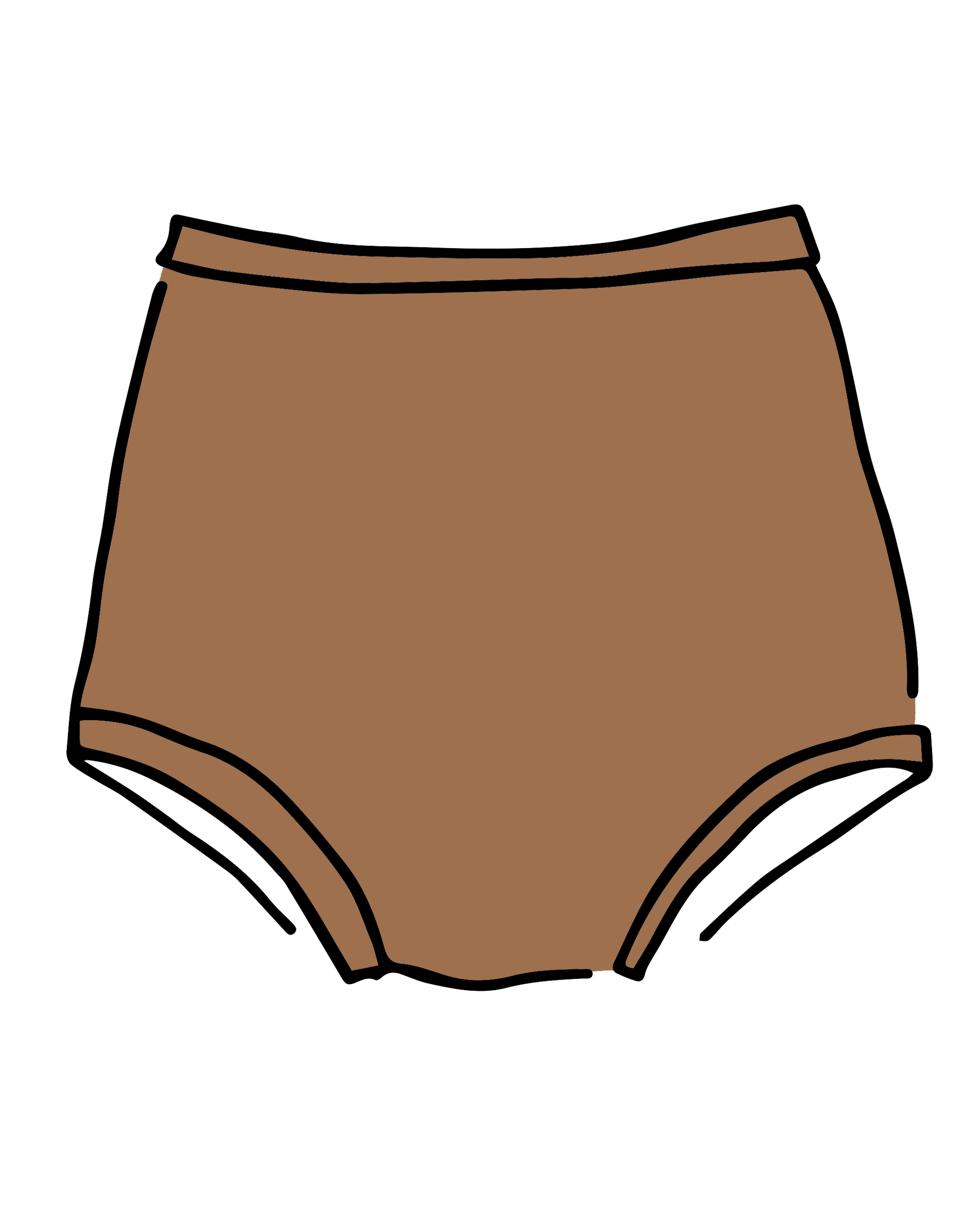 Drawing of Thunderpants Sky Rise style underwear in Hazelnut color.