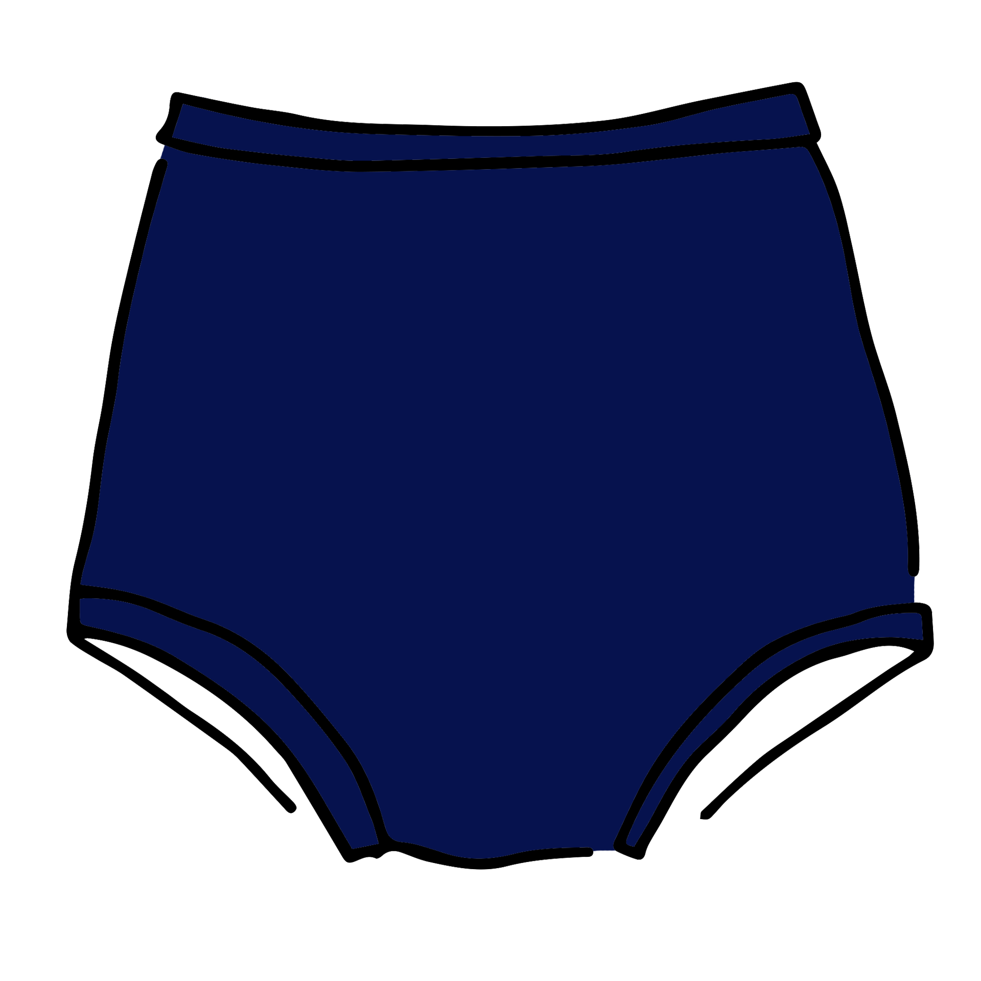 Drawing of Thunderpants Sky Rise style underwear in Indigo.