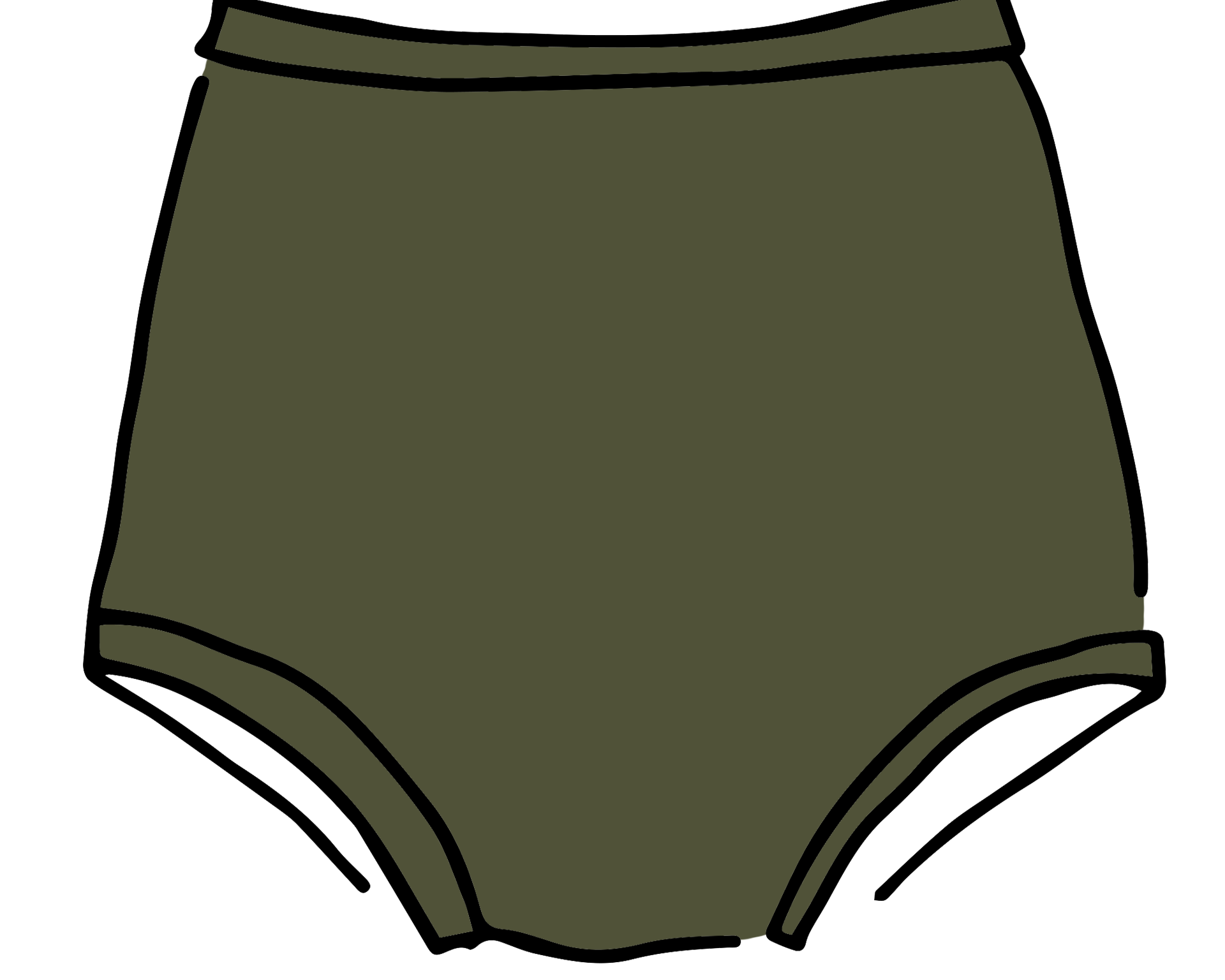 Drawing of Thunderpants Sky Rise style underwear in Pickled Green.