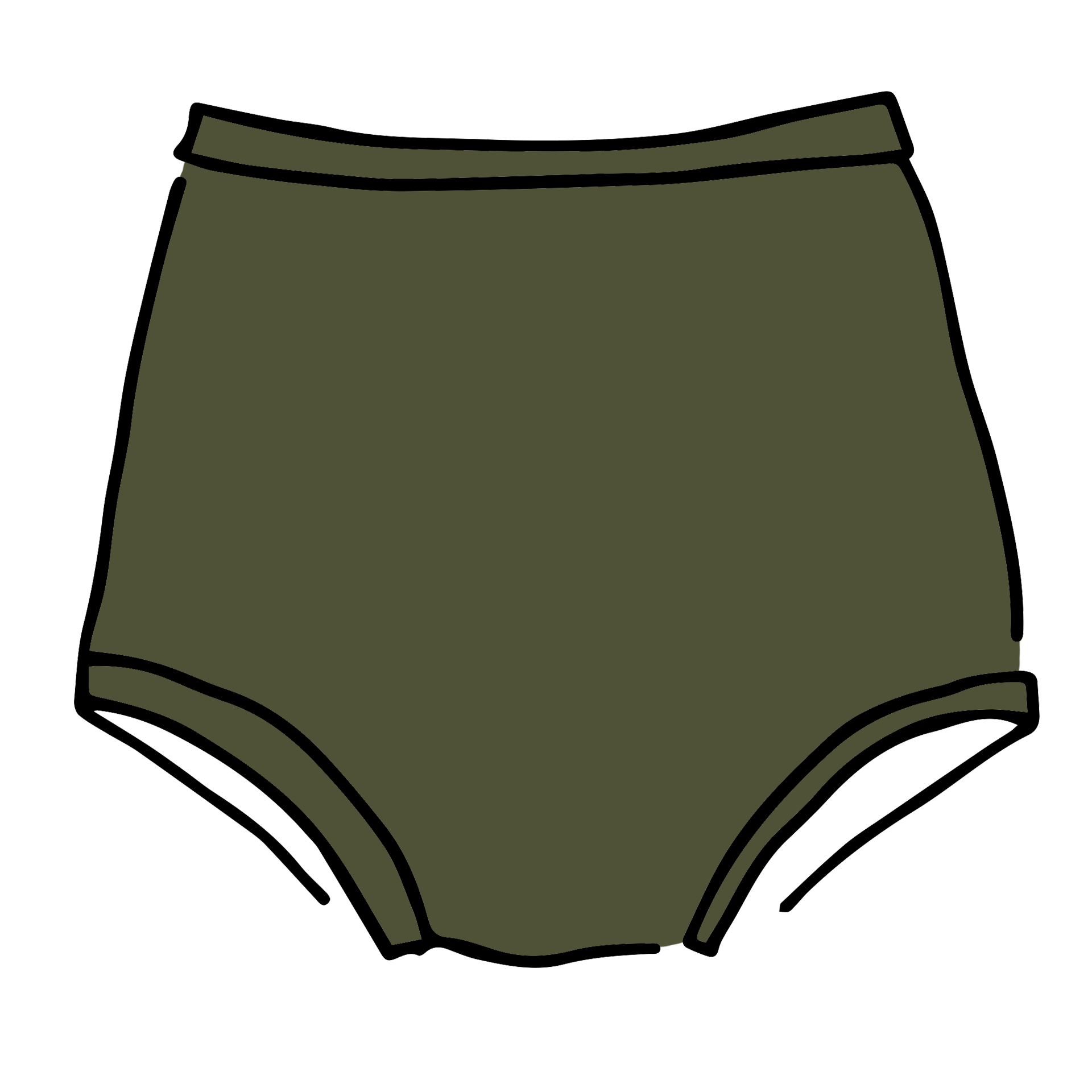 Drawing of Thunderpants Sky Rise style underwear in Pickled Green.