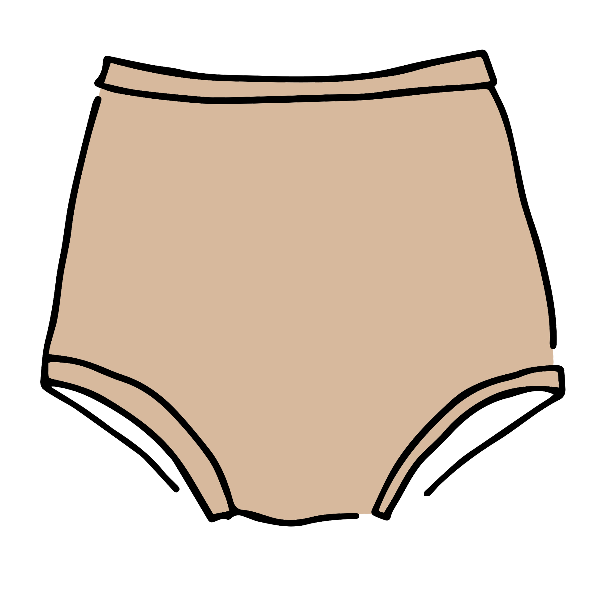 Drawing of Thunderpants Sky Rise style underwear in Pine Nut - lighter color tan.