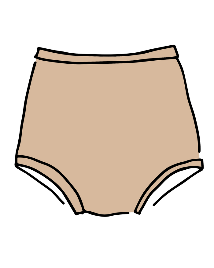 Drawing of Thunderpants Sky Rise style underwear in Pine Nut - lighter color tan.