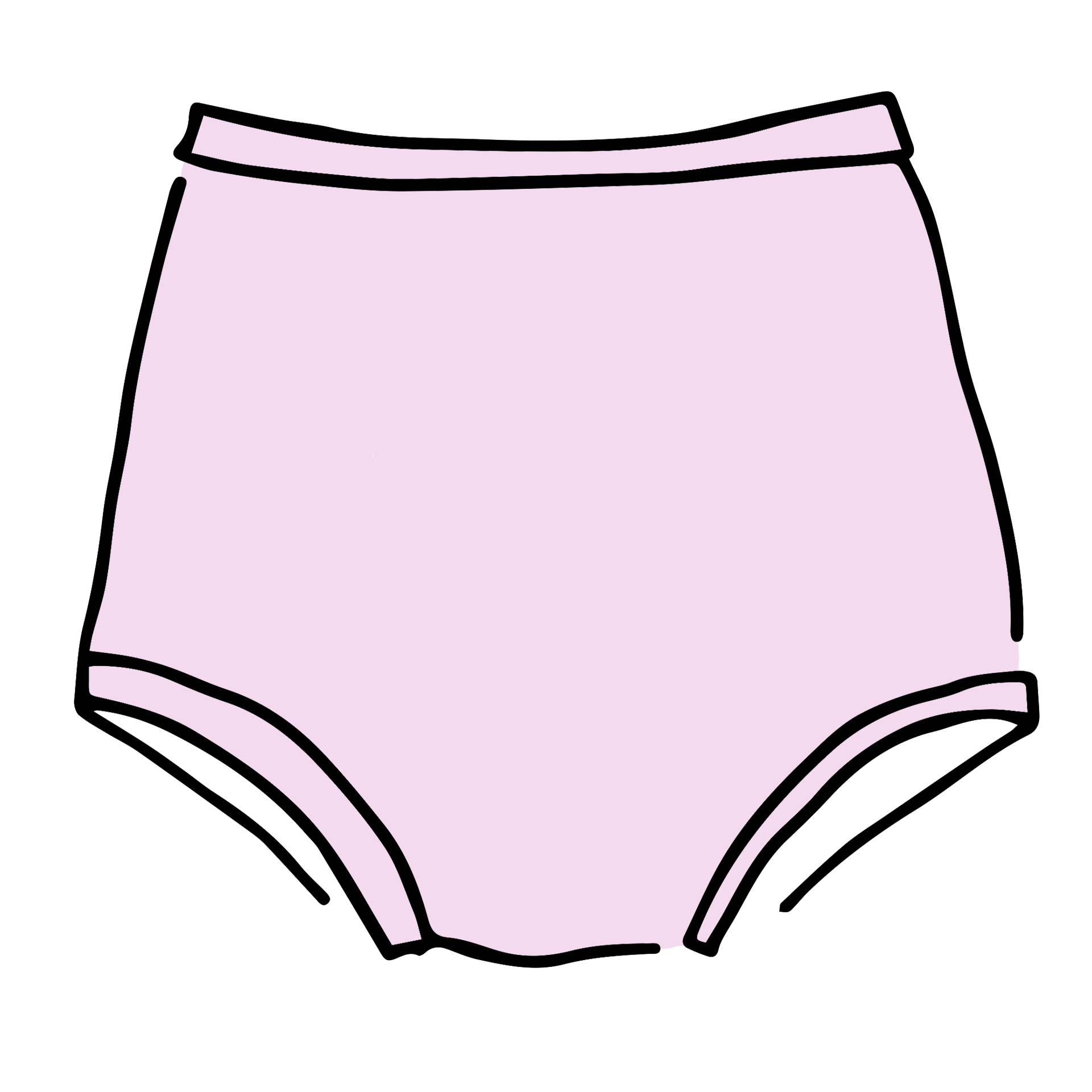 Drawing of Thunderpants Sky Rise style underwear in Plié Pink - light pink color.
