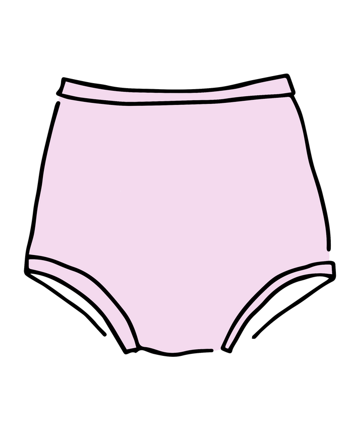 Drawing of Thunderpants Sky Rise style underwear in Plié Pink - light pink color.
