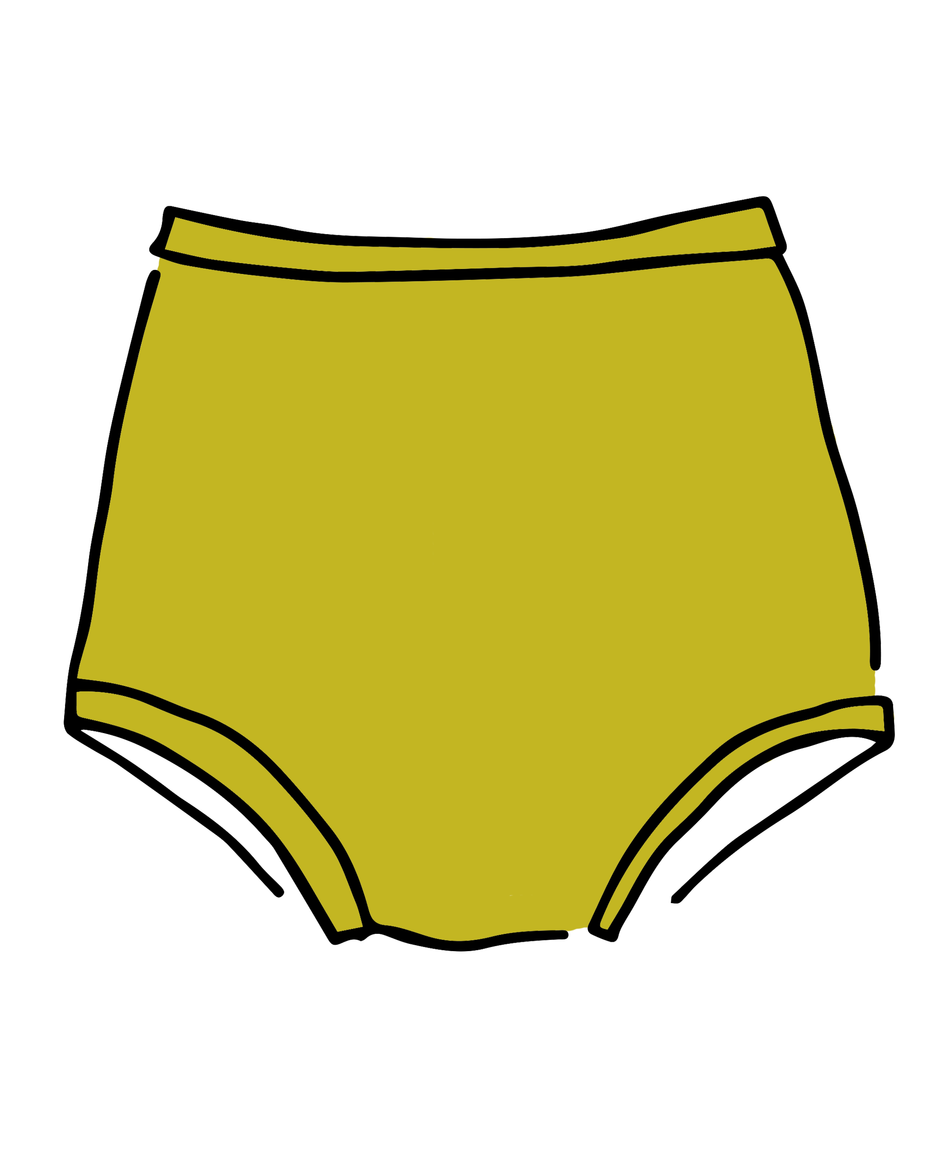 Drawing of Thunderpants Sky Rise style underwear in Star Fruit color - a chartreuse yellow.