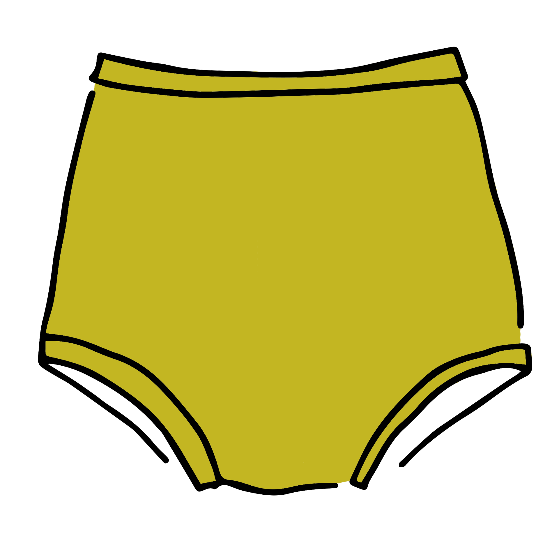 Drawing of Thunderpants Sky Rise style underwear in Star Fruit color - a chartreuse yellow.