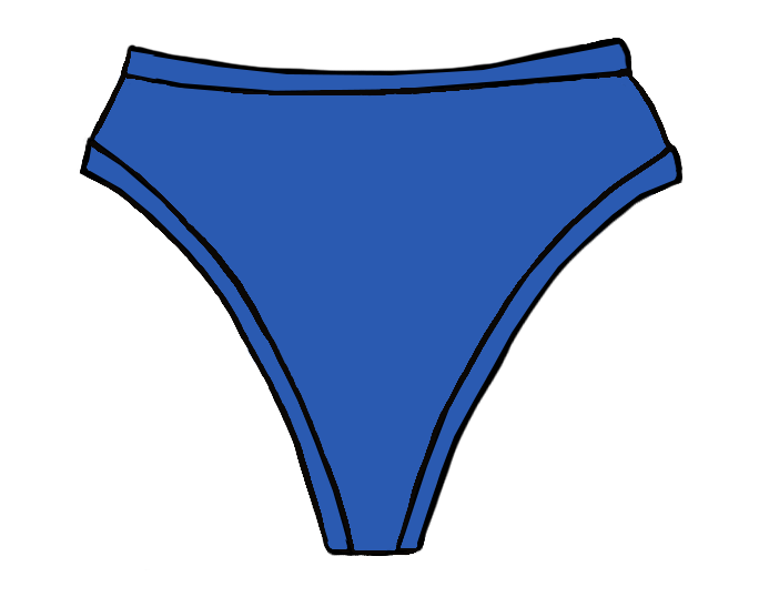 Drawing of Thunderpants Organic Cotton Thong style underwear in Blueberry Blue.