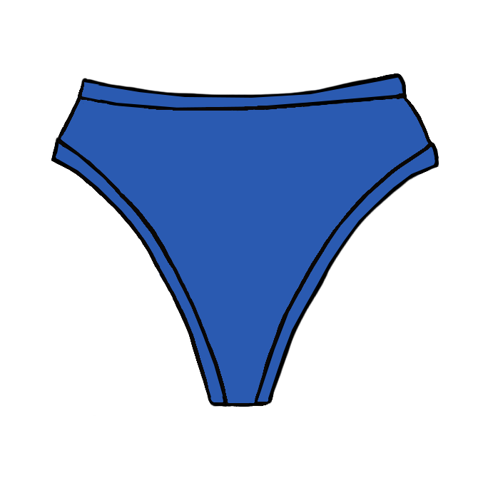 Drawing of Thunderpants Organic Cotton Thong style underwear in Blueberry Blue.