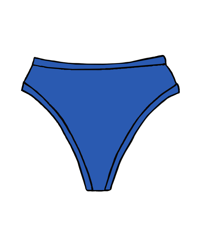 Drawing of Thunderpants Organic Cotton Thong style underwear in Blueberry Blue.