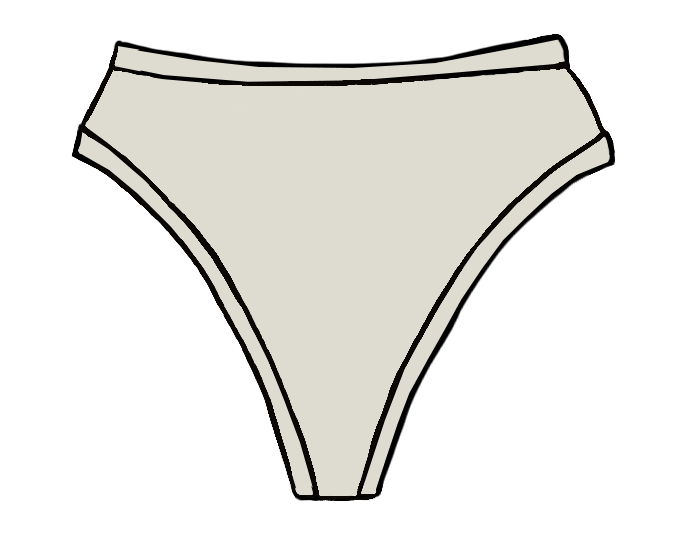 Drawing of Thunderpants Organic Cotton Thong style underwear in Plain Vanilla.