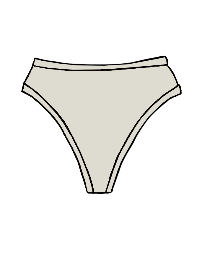 Drawing of Thunderpants Organic Cotton Thong style underwear in Plain Vanilla.