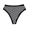 Drawing of Thunderpants Organic Cotton Thong style underwear in Black and White Stripe.