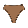 Drawing of Thunderpants Thong style underwear in Hazelnut - a mid-brown color.