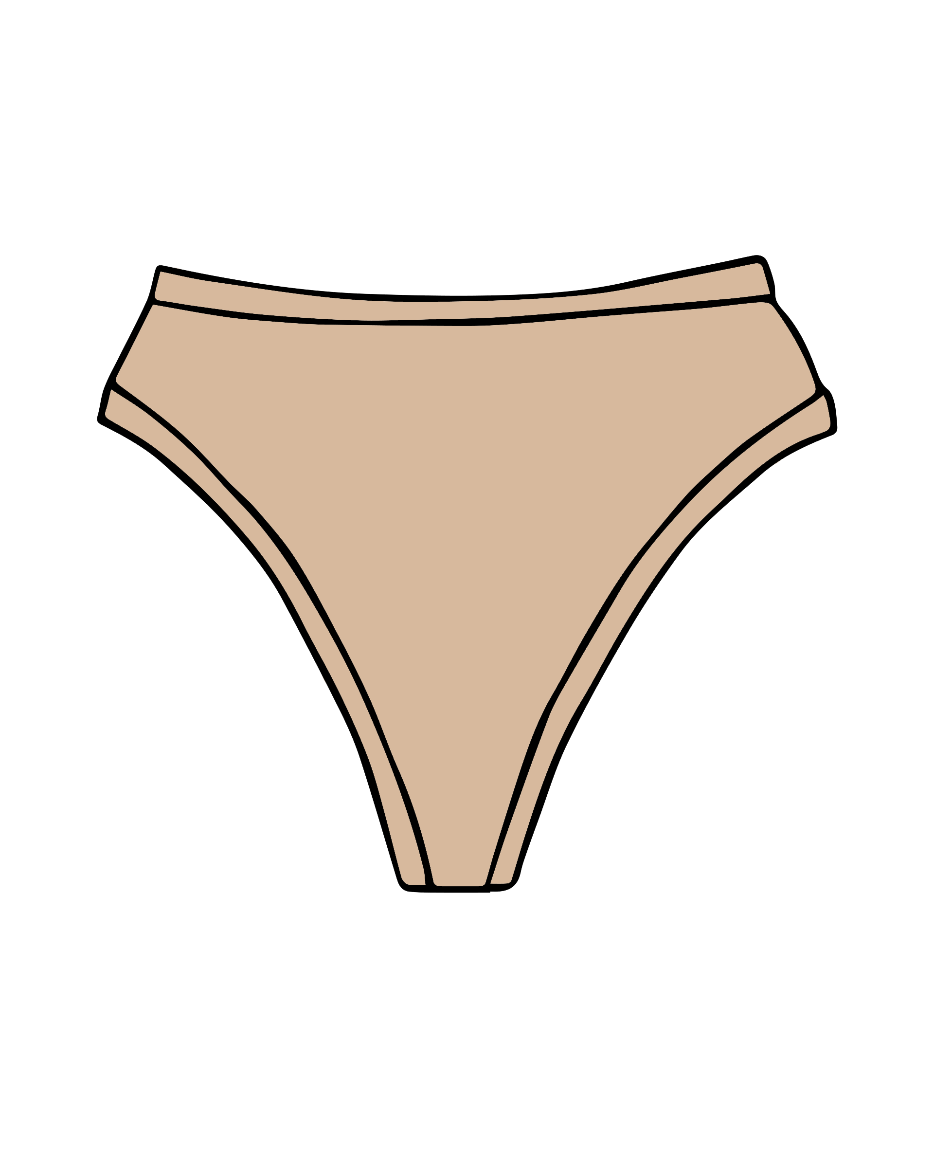 Drawing of Thunderpants Thong style underwear in Pine Nut - a tan color.