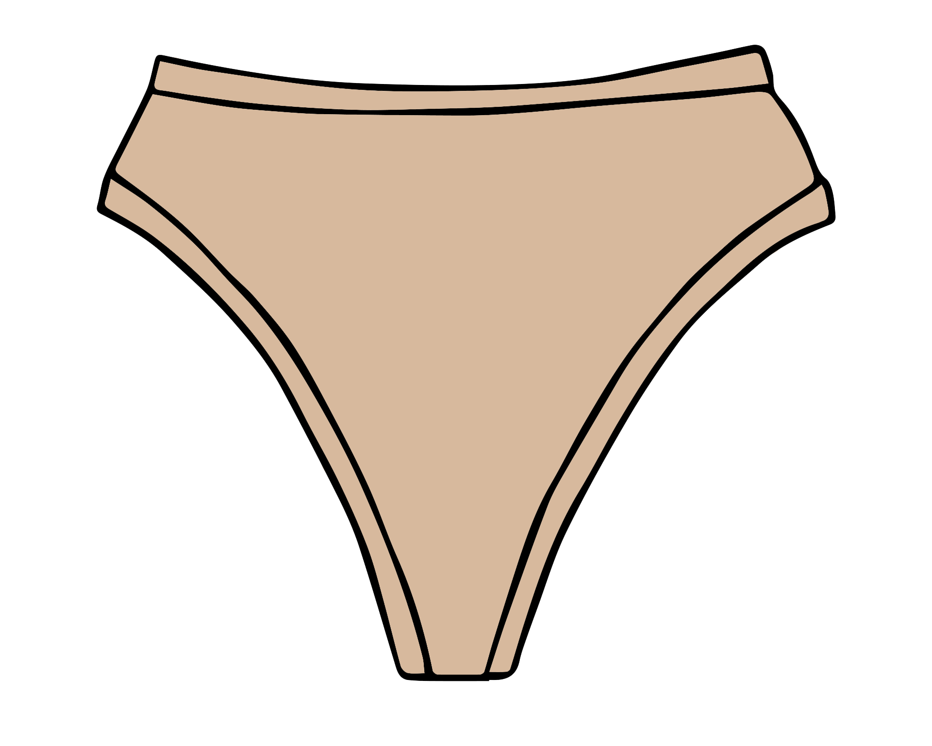 Drawing of Thunderpants Thong style underwear in Pine Nut - a tan color.