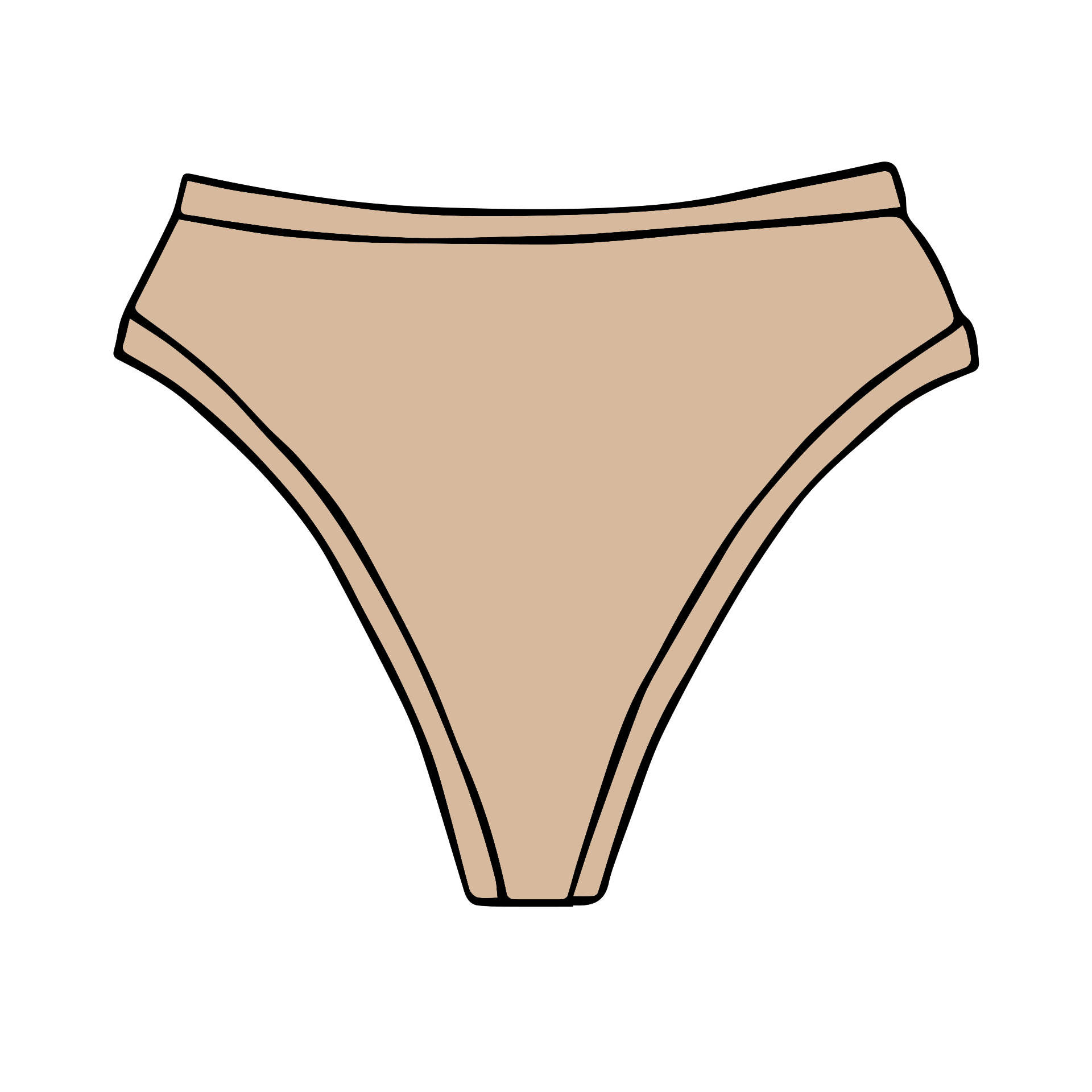 Drawing of Thunderpants Thong style underwear in Pine Nut - a tan color.