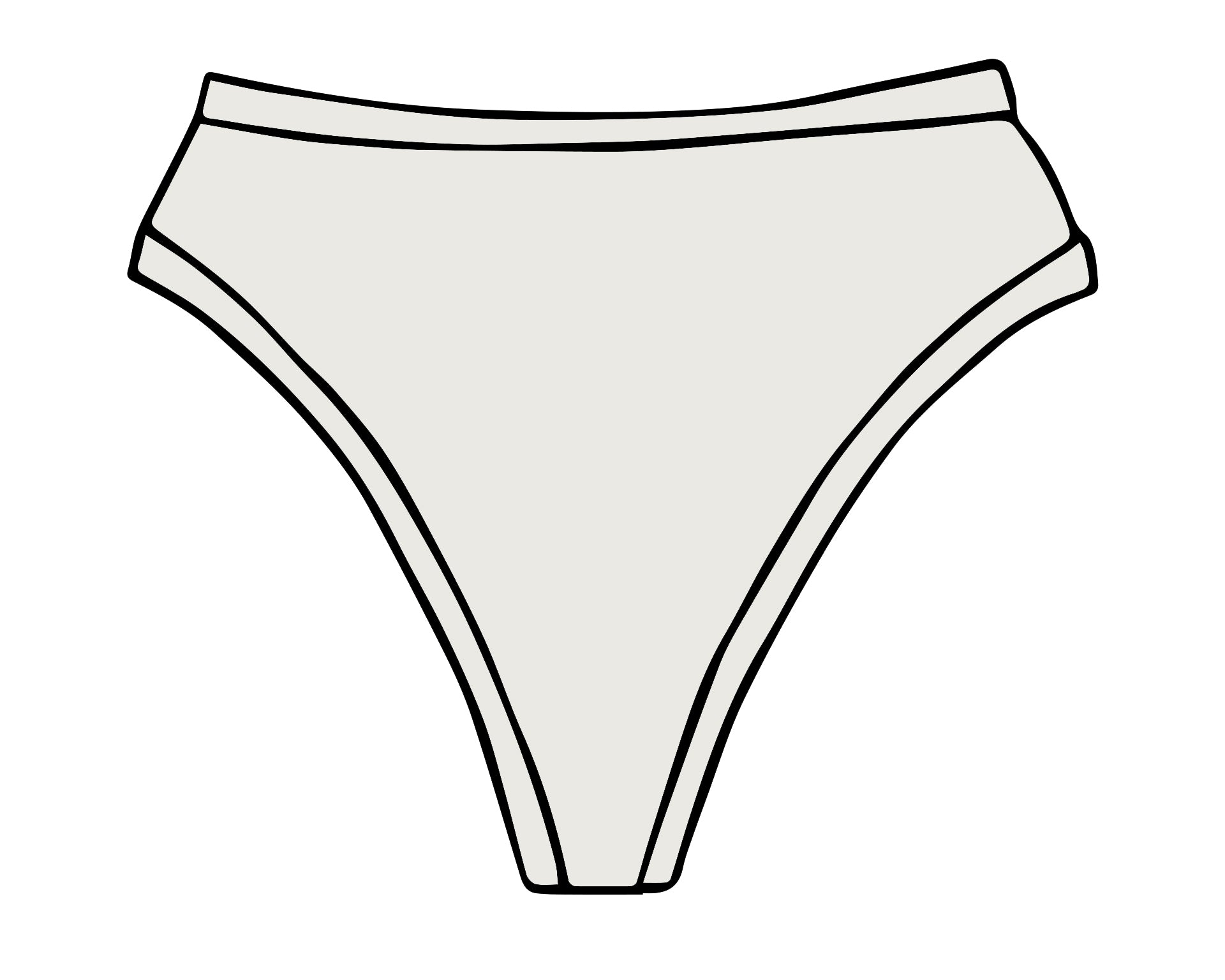 Drawing of Thunderpants organic cotton Thong style underwear in Plain Vanilla.